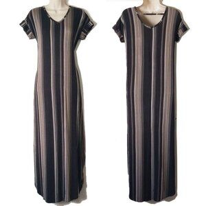Lularoe Maxi Dress XS Striped Coverup Caftan Shirttail Hem Side Slits